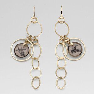 GUCCI EARRINGS FLORA CHARMS YELLOW GOLD & QUARTZ SIGNATURE LOGO